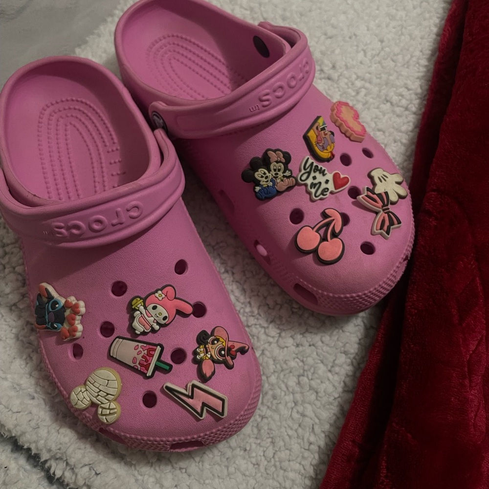 Pink Crocs with Fun Charms